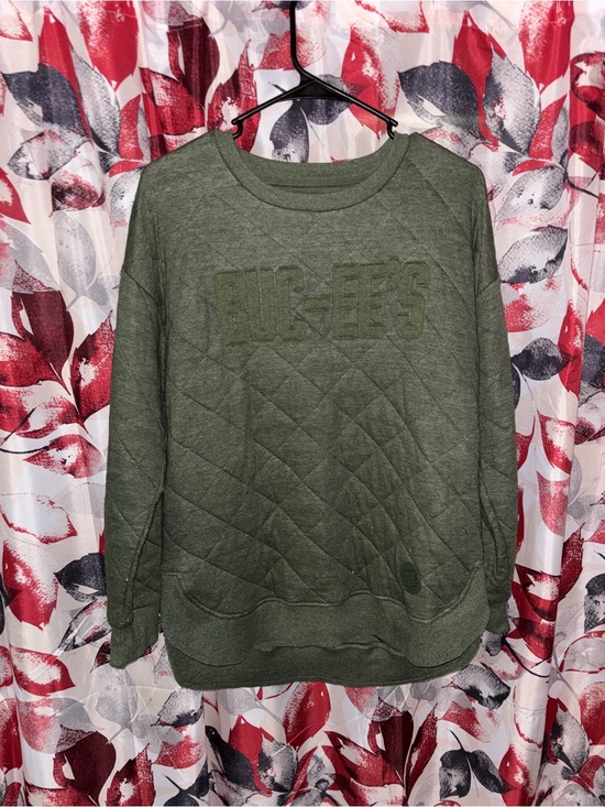 BUC-EE'S Sweaters - Quilted Crewneck Sweatshirt in Olive Green